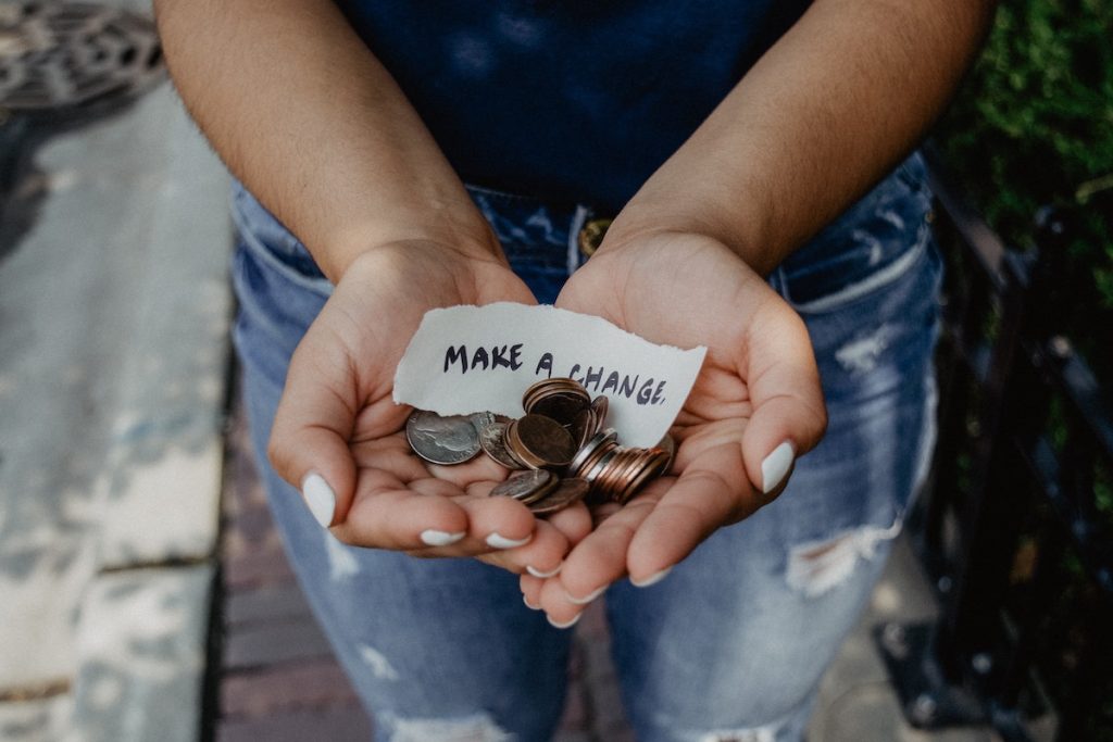Woman with a donation